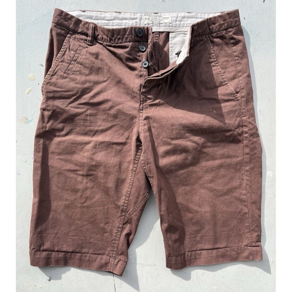 Men's AllSaints Shorts Brown Chino Straight 32 European Gusset Preppy City NYC